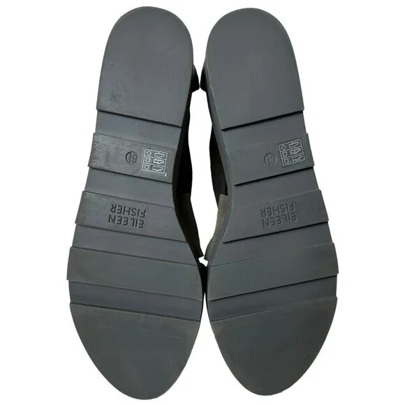 Eileen Fisher Buoy Suede Criss Cross Close Toe Wedge Platform Sandals 8 1/2 - Picture 7 of 13